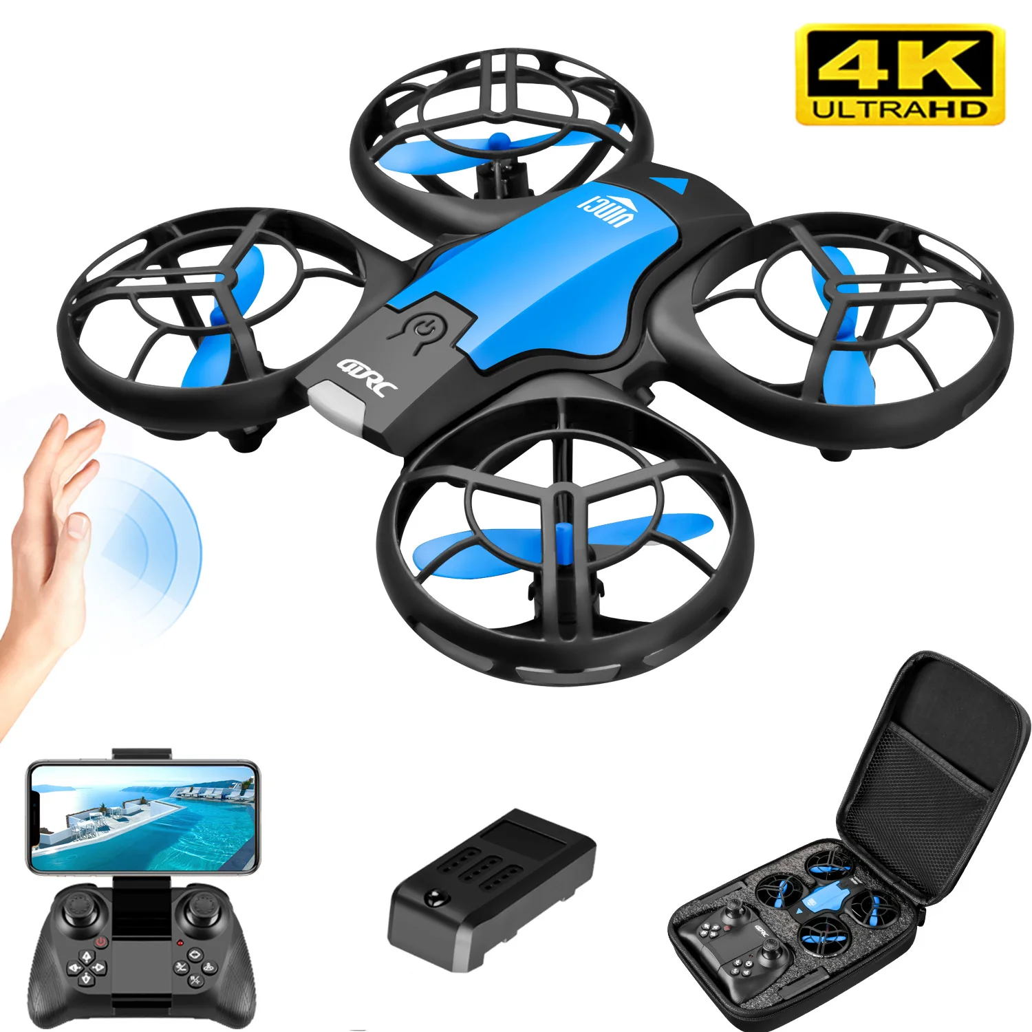 Drone Rc Helicopter With Camera - V8 Nowy Mini Dron 4K Profesjonalny